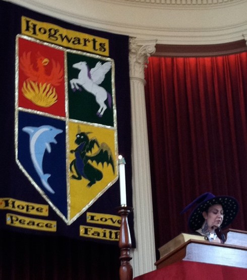 Jessica Gray – a.k.a. Iris Imaginoria – uses her own wand to lead the service.