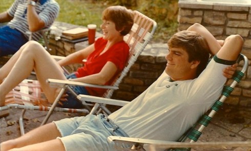 Dusti relaxing with us Tithe of Lifers amid our training, including the future Rev. David Judd.