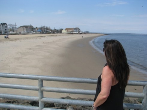 Murphy looks back at Union Beach shoreline.