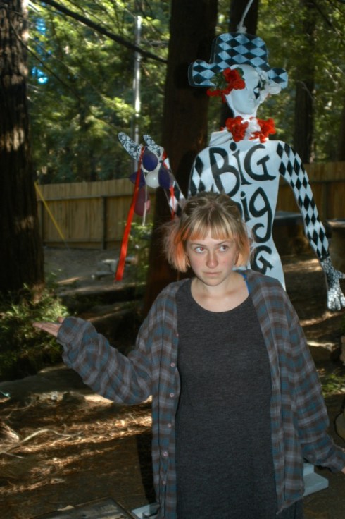 Anna Leah mimics one of the statues. 